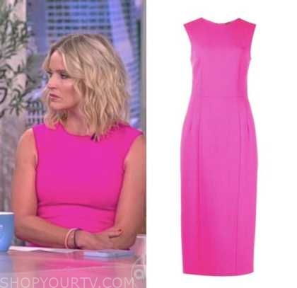 The View: September 2022 Sara Haines's Hot Pink Sleeveless Sheath Dress ...