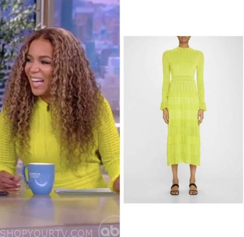 The View: September 2022 Sunny Hostin's Lime Yellow Knit Dress | Shop ...