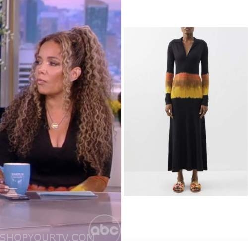 The View: September 2022 Sunny Hostin's Black Tie Dye Knit Dress | Shop ...