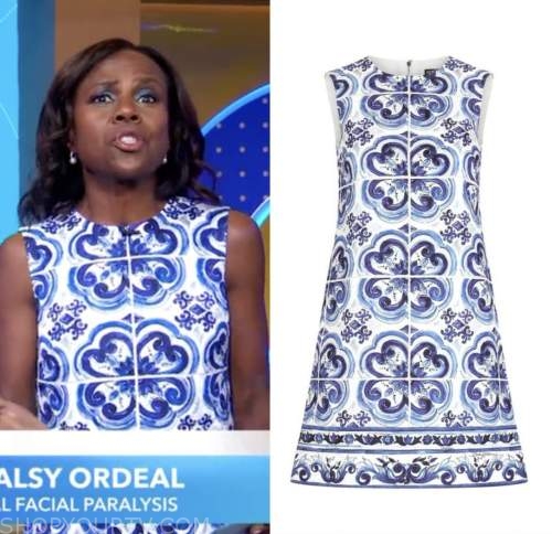 WornOnTV: Deborah's chain print tie neck blouse on Good Morning America, Deborah Roberts