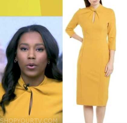 Good Morning America: September 2022 Rachel Scott's Yellow Twist Sheath ...