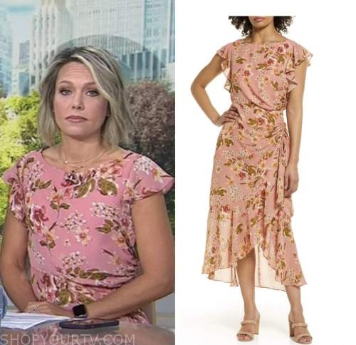 The Today Show: September 2022 Dylan Dreyer's Pink Floral Midi Dress ...