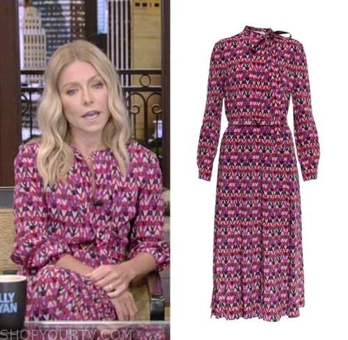 Live with Kelly and Ryan: September 2022 Kelly Ripa's Pink Printed Midi ...