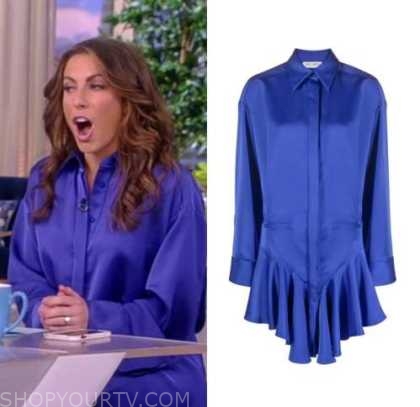 The View: September 2022 Alyssa Farah Griffin's Blue Satin Shirt Dress ...