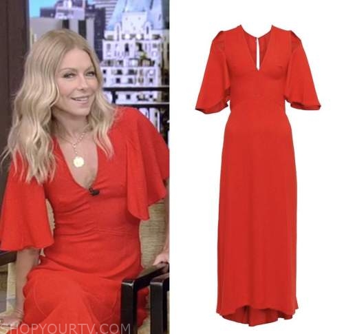 Live with Kelly and Ryan: September 2022 Kelly Ripa's Red V-Neck Cape ...