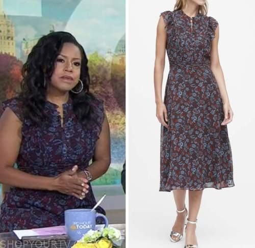 sheinelle jones, the today show, purple floral dress