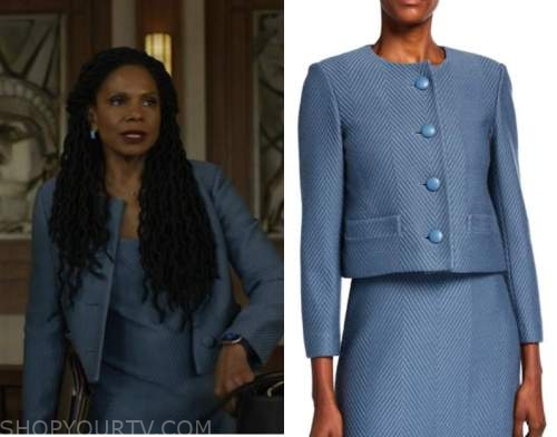 The Good Fight: Season 6 Episode 3/4 Liz's Blue Herringbone Blazer ...