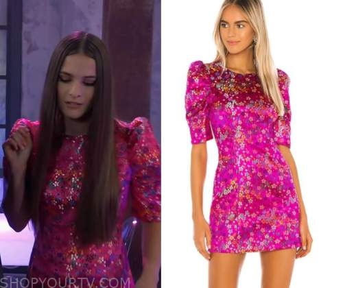 General Hospital: September 2022 Esme's Pink Metallic Floral Mini Dress ...