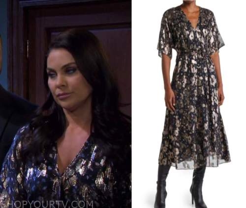 Days Of Our Lives: September 2022 Chloe's Black & Gold Floral Dress ...