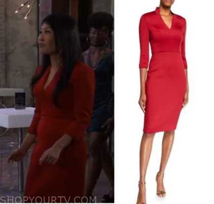 General Hospital: September 2022 Selina Wu's Red V Neck Dress | Fashion ...