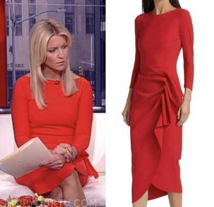 Fox and Friends: September 2022 Ainsley Earhardt's Red Gathered Waist ...