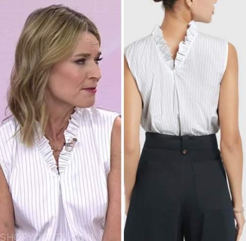 The Today Show: October 2022 Savannah Guthrie's Sleeveless Ruffle Trim ...