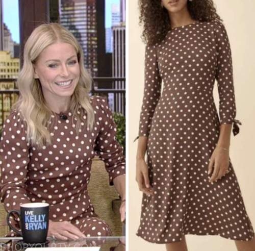 Live with Kelly and Ryan: October 2022 Kelly Ripa's Brown Polka Dot ...