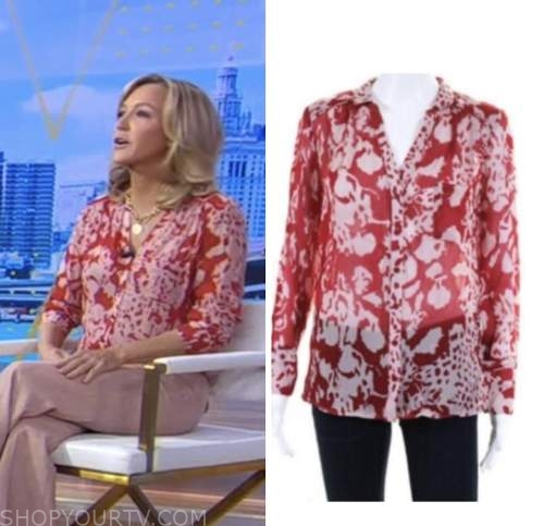 Good Morning America: October 2022 Lara Spencer's Red Printed Blouse ...