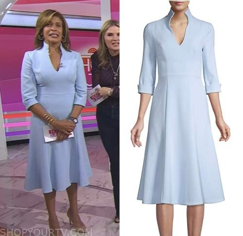 The Today Show: October 2022 Hoda Kotb's Light Blue Stand Collar Dress ...