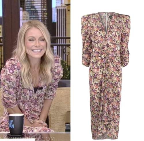 Live with Kelly and Ryan: October 2022 Kelly Ripa's Pink Floral Midi ...