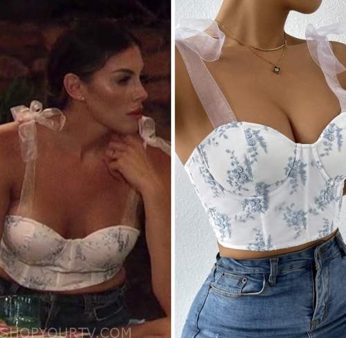 UO Shake Up Embroidered Denim Bra Top