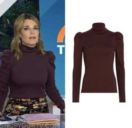 The Today Show: October 2022 Savannah Guthrie's Burgundy Puff Sleeve ...