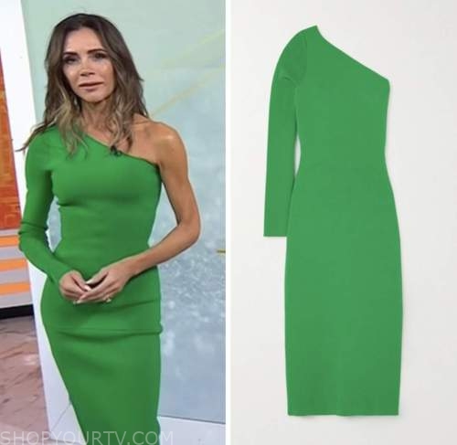 The Today Show October 2022 Victoria Beckhams Green One Shoulder Dress Shop Your Tv 1979