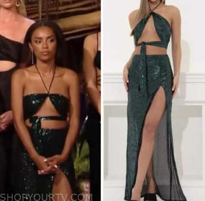 Bachelor in Paradise: Season 8 Episode 6 Serene Russell's Green Sequin Crop  Top and Skirt Set