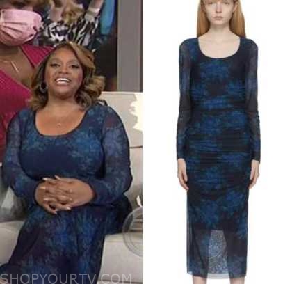 Sherri: October 2022 Sherri Shepherd's Blue Floral Printed Mesh Dress ...