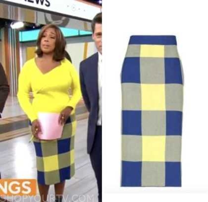 CBS Mornings: October 2022 Gayle King's Blue and Yellow Check Pencil ...