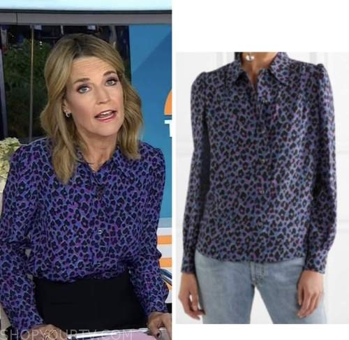 The Today Show: October 2022 Savannah Guthrie's Purple Leopard Blouse ...