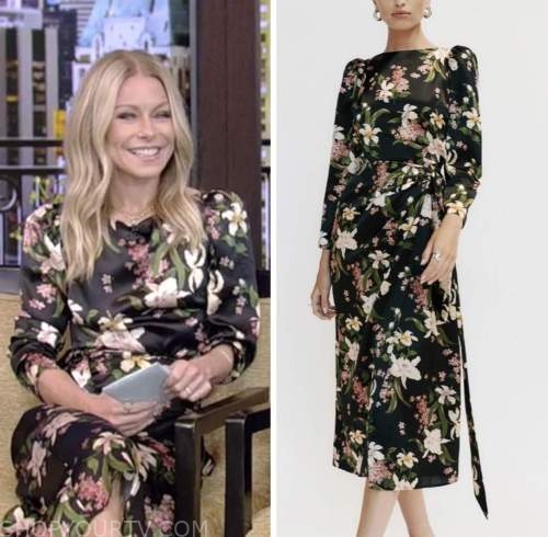 Live with Kelly and Ryan: October 2022 Kelly Ripa's Black Silk Floral ...