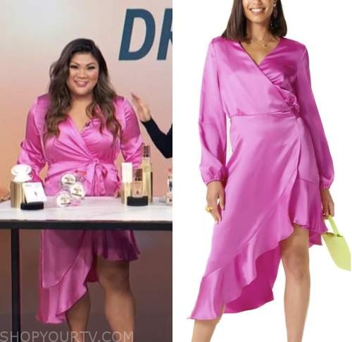 Access Daily: October 2022 Jenn Chan's Pink Satin Wrap Dress | Shop Your TV