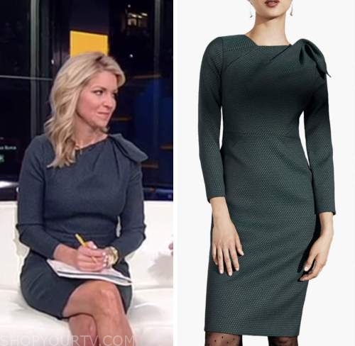 Fox and Friends: October 2022 Ainsley Earhardt's Green Jacquard Bow ...