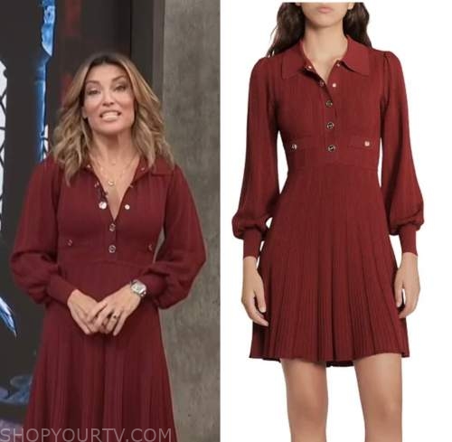 Access Hollywood: October 2022 Kit Hoover's Burgundy Knit Dress | Shop ...