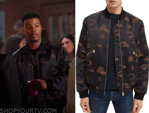 All American: Season 5 Episode 2 Spencer's Black Printed Bomber Jacket ...