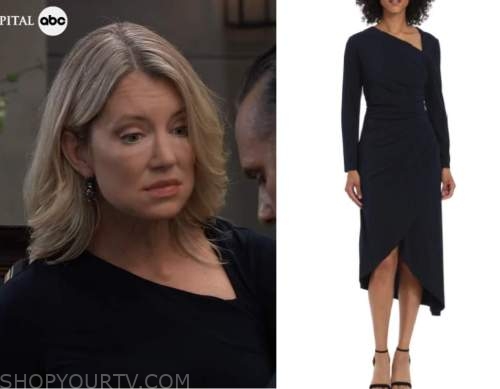 General Hospital: October 2022 Nina's Black Asymmetric Neckline Dress ...