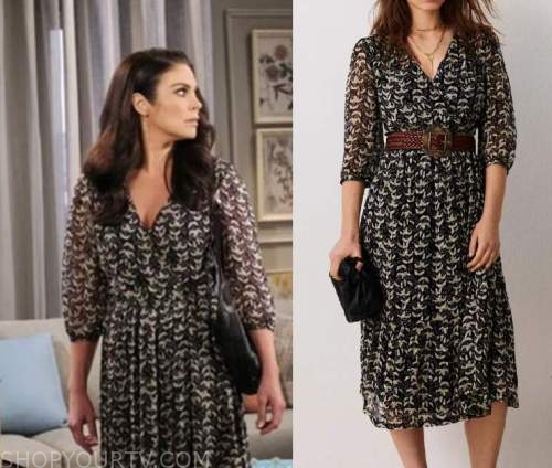 Days of Our Lives: October 2022 Chloe's Black Floral Print Dress | Shop ...