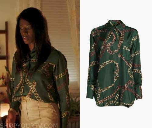 Transplant: Season 3 Episode 4 June's Chain Blouse | Shop Your TV