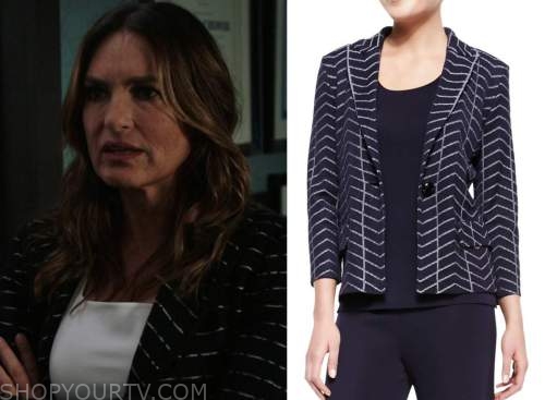 Law and Order SVU: Season 24 Episode 4 Olivia's Navy Zig Zag Striped ...