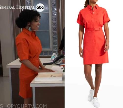 General Hospital: October 2022 Portia's Orange Shirt Dress | Shop Your TV