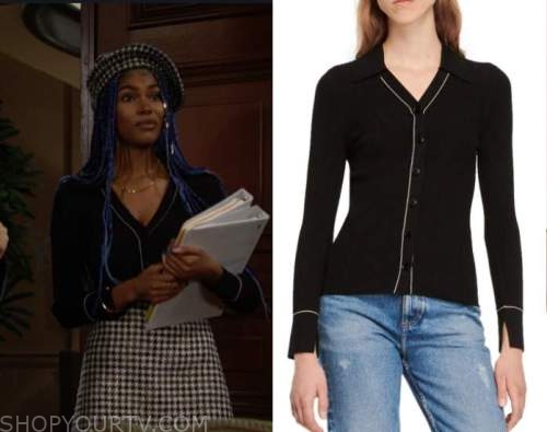 Bold and the Beautiful: October 2022 Paris' Navy V Neck Cardigan | Shop ...