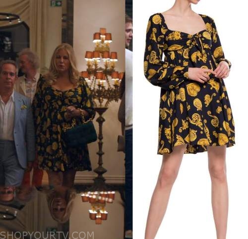 WornOnTV: Tanya's purple wisteria print dress on The White Lotus