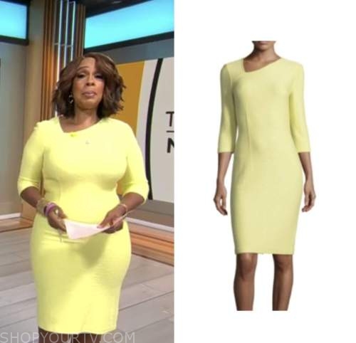 CBS Mornings: November 2022 Gayle King's Yellow Asymmetric Neck Sheath ...