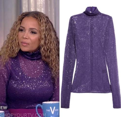 The View: November 2022 Sunny Hostin's Purple Embellished Turtleneck ...