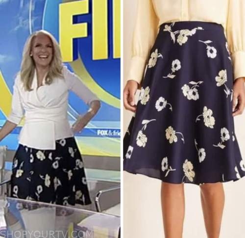 Fox and Friends: November 2022 Janice Dean's Navy Blue Floral Skirt ...