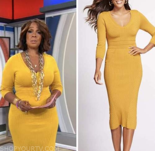 CBS Mornings: November 2022 Gayle King's Yellow Ribbed Knit Dress