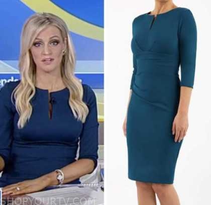 Fox and Friends: November 2022 Carley Shimkus's Teal Split Neck Sheath ...