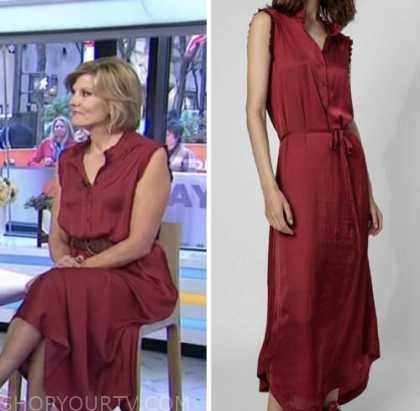 The Today Show: November 2022 Kate Snow's Burgundy Red Sleeveless Shirt ...