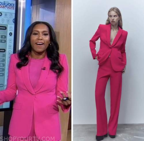 Good Morning America: November 2022 Rachel Scott's Pink Blazer and Pant ...