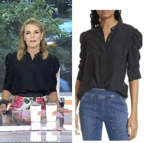 The Today Show: November 2022 Savannah Guthrie's Black Silk Shirred ...