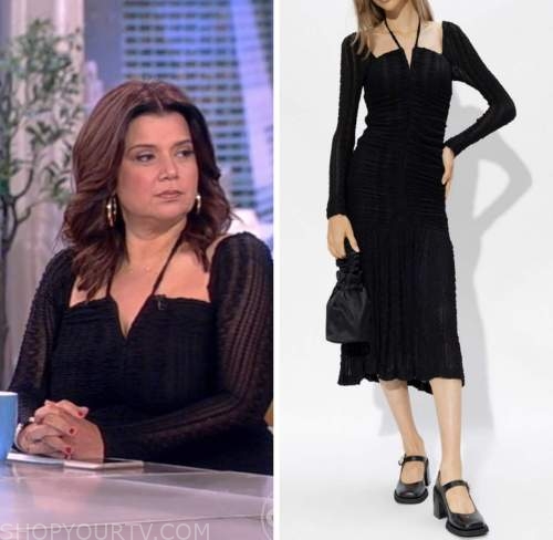 The View: November 2022 Ana Navarro's Black Gathered Halter Midi Dress ...