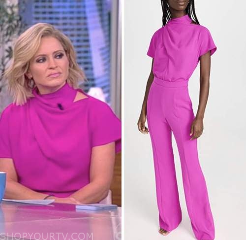 The View: November 2022 Sara Haines's Hot Pink Drape Jumpsuit | Shop ...