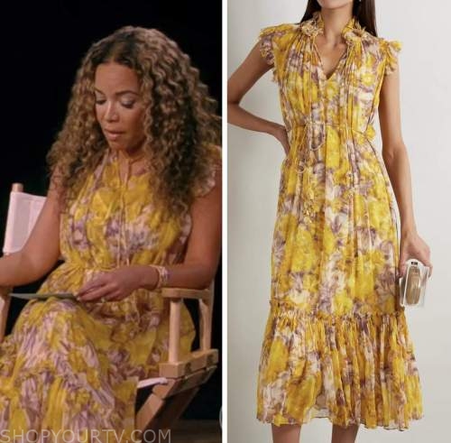 The View: November 2022 Sunny Hostin's Yellow Floral Flutter Midi Dress ...